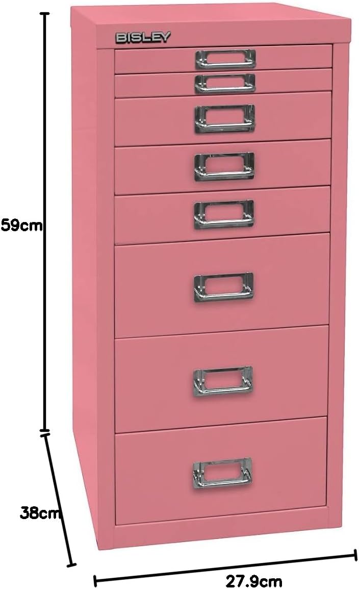 BISLEY MultiDrawer, 29er Serie, DIN A4, 8 Schubladen, Metall, 605 Blau, 38 x 27.9 x 59 cm, 605 Blau