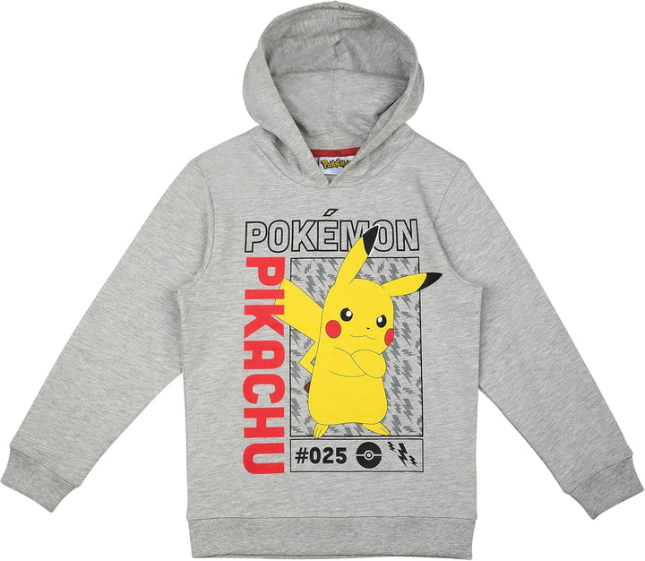 Pokemon Kapuenpullover Pullover Hoody Hoodi Junge Mädchen Design Pikachu 140 Grau, 140 Grau