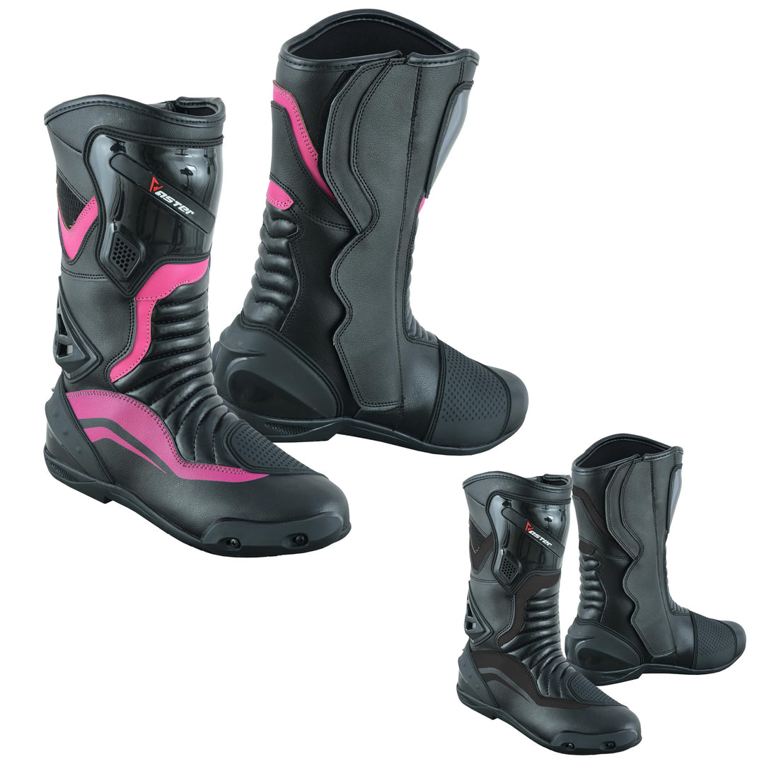 Motorradschuhe für Damen, knöchellang, Rosa, Motorradstiefel, wasserdichte Lederschuhe für Damen 41