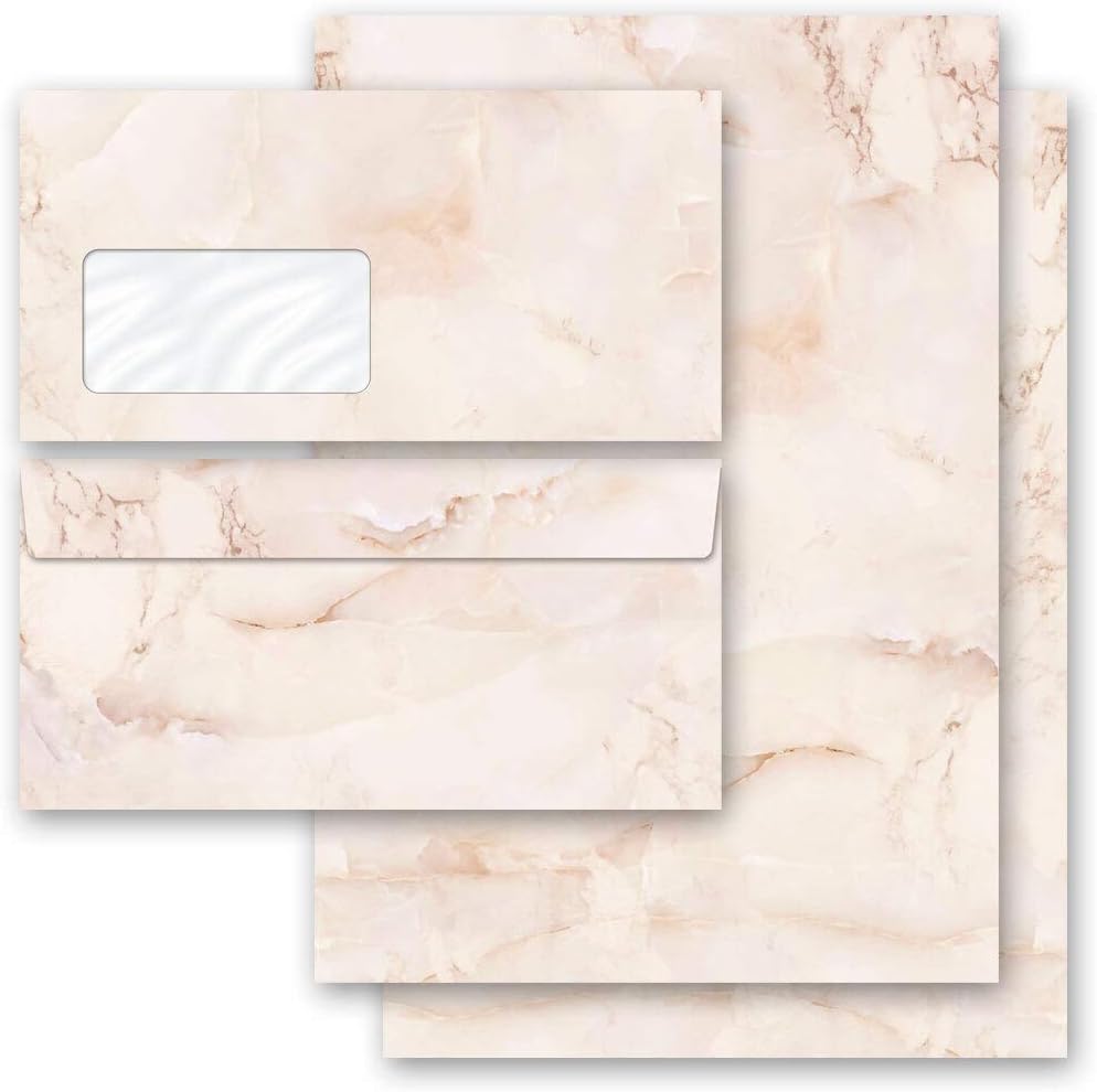 Briefpapier Sets Marmor & Struktur, MARMOR TERRACOTTA 100 Blatt Briefpapier + 100 passende Briefumsc