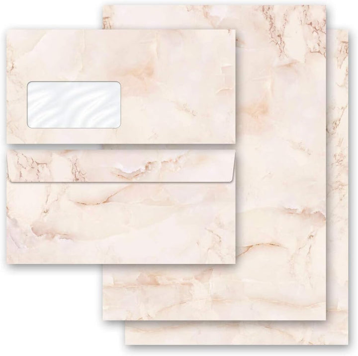 Briefpapier Sets Marmor & Struktur, MARMOR TERRACOTTA 100 Blatt Briefpapier + 100 passende Briefumsc
