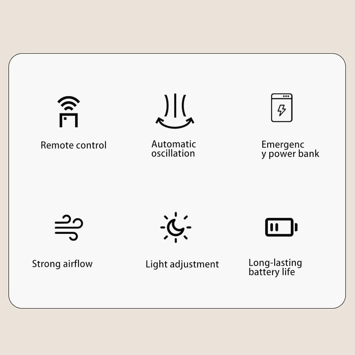 Haofy Kleiner oszillierender Wandventilator mit Fernbedienung, Nachtlicht, 3 Geschwindigkeitsstufen,