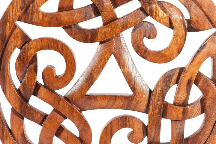 Windalf Grosses Celtic Wandbild Alesia Ø 29 cm Triskele Holzbild Wanddeko Handarbeit aus Holz