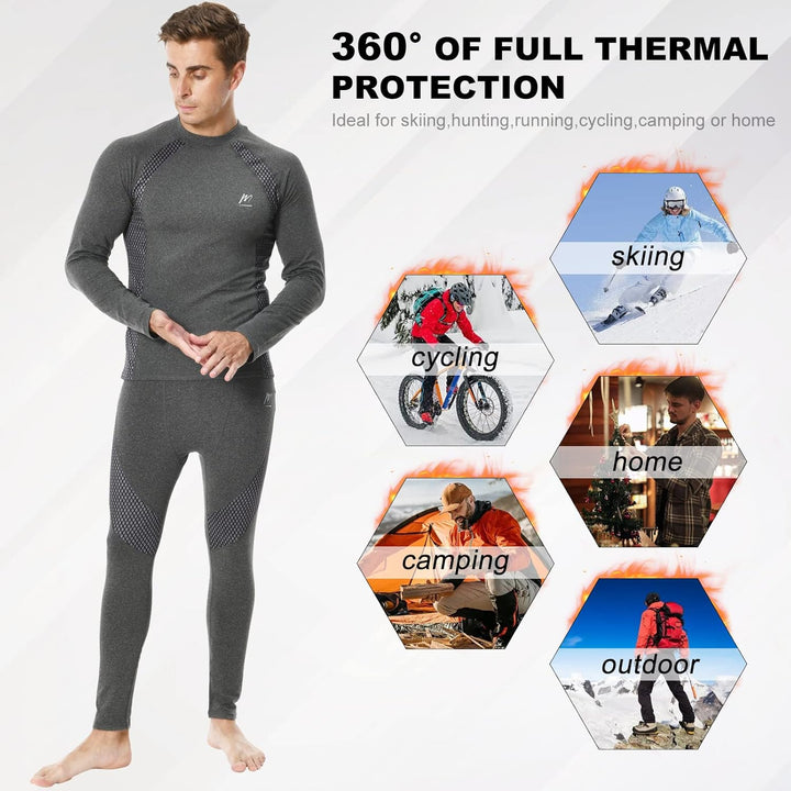 MeetHoo Thermounterwäsche Herren, Funktionsunterwäsche mit Rollkragen Skiunterwäsche Winter Thermowä