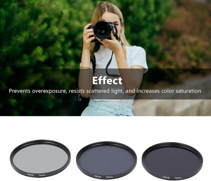 ND-Filterset, mit ND2-Filter, ND4-Filter und ND8-Filter, HD-Mehrschichtbeschichtung, Anti-Überbelich