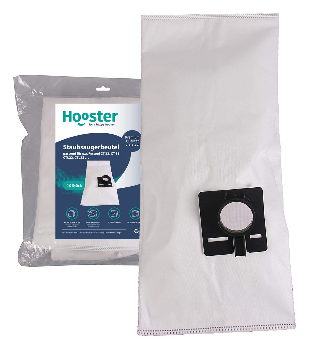 10 Stück Staubsaugerbeutel passend für Festool CT 33 E / CT33E / CT-33E / 33 Liter Version