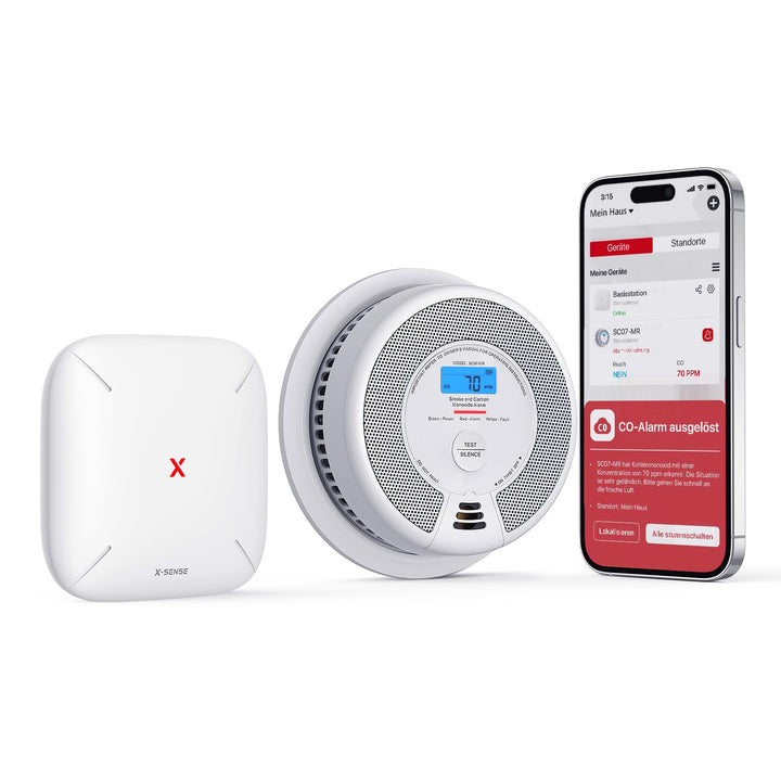 X-Sense WLAN Rauch- und Kohlenmonoxid Melder SC07-MR, Smart Vernetzter CO Melder, mit X-Sense Home S