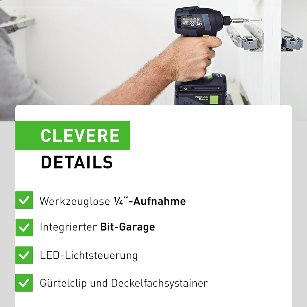 Festool Akku-Schlagschrauber TID 18 HPC 4,0 I-Plus (mit Akkupacks BP 18 Li 4,0, Schnellladegerät, Gü