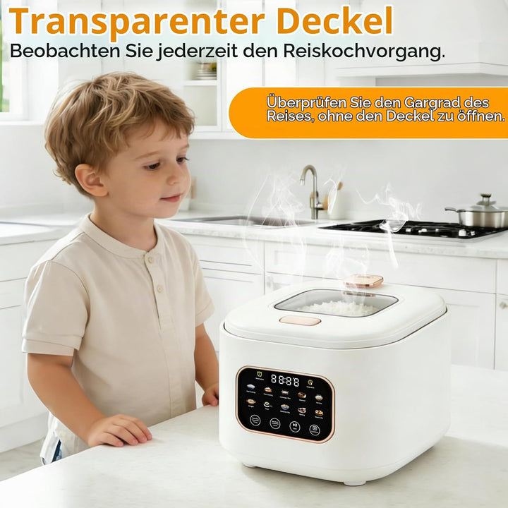 Reiskocher 3L, mit Low Sugar Funktion, 10 Programme, Low Carb Funktion | Rice Cooker, Dampfgarer, To