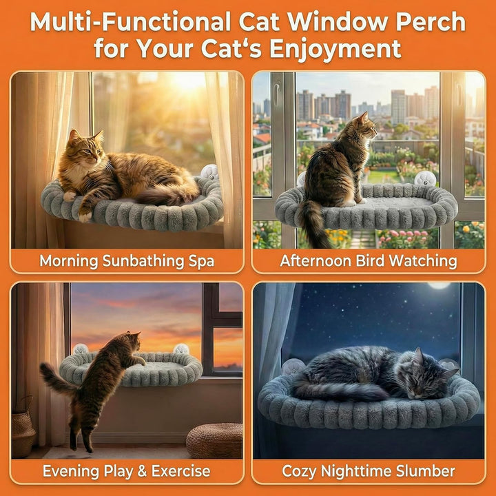 Homegroove Katzen-Fensterliege, 60 x 30 cm Faltbare Katzenhängematte für das Fenster mit 4-seitiger