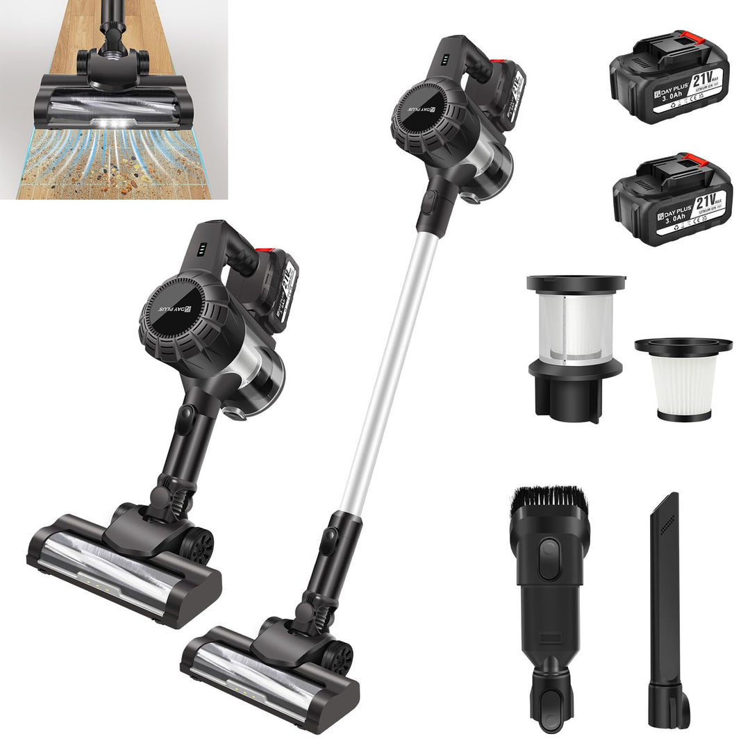 Freistehender kabelloser Staubsauger mit bürstenlosem Motor,3 in 1 Standstaubsauger mit LED&Bodenbür