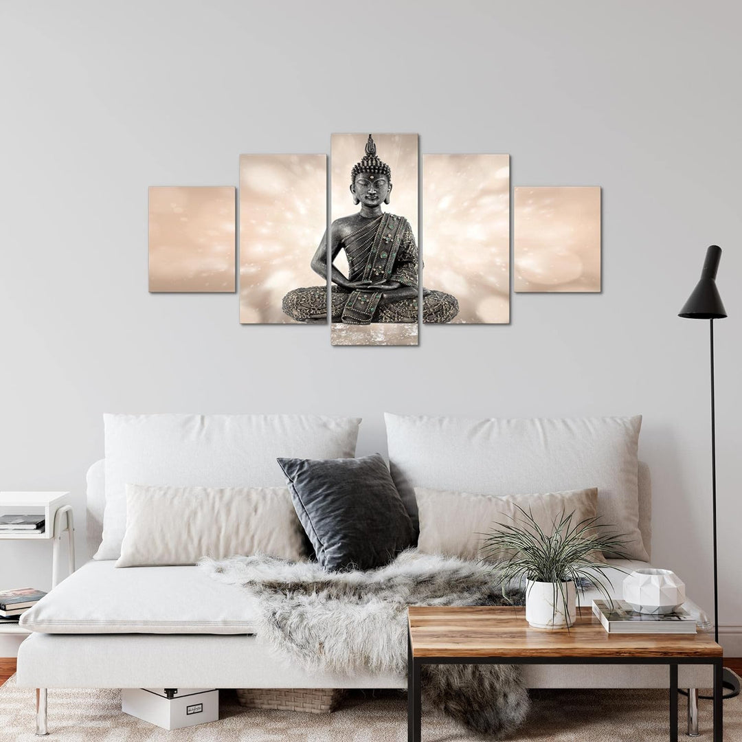 Runa Art Wandbilder Buddha Feng Shui 5 Teilig Bild auf Vlies Leinwand Deko Wohnzimmer Schlafzimmer Z