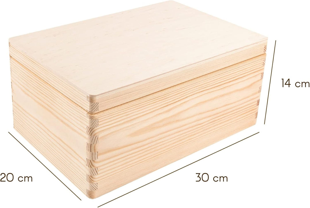 Creative Deco Holzkiste mit Deckel | 30 x 20 x 14 cm (+/-1cm) | Weihnachten Erinnerungsbox Baby Gros