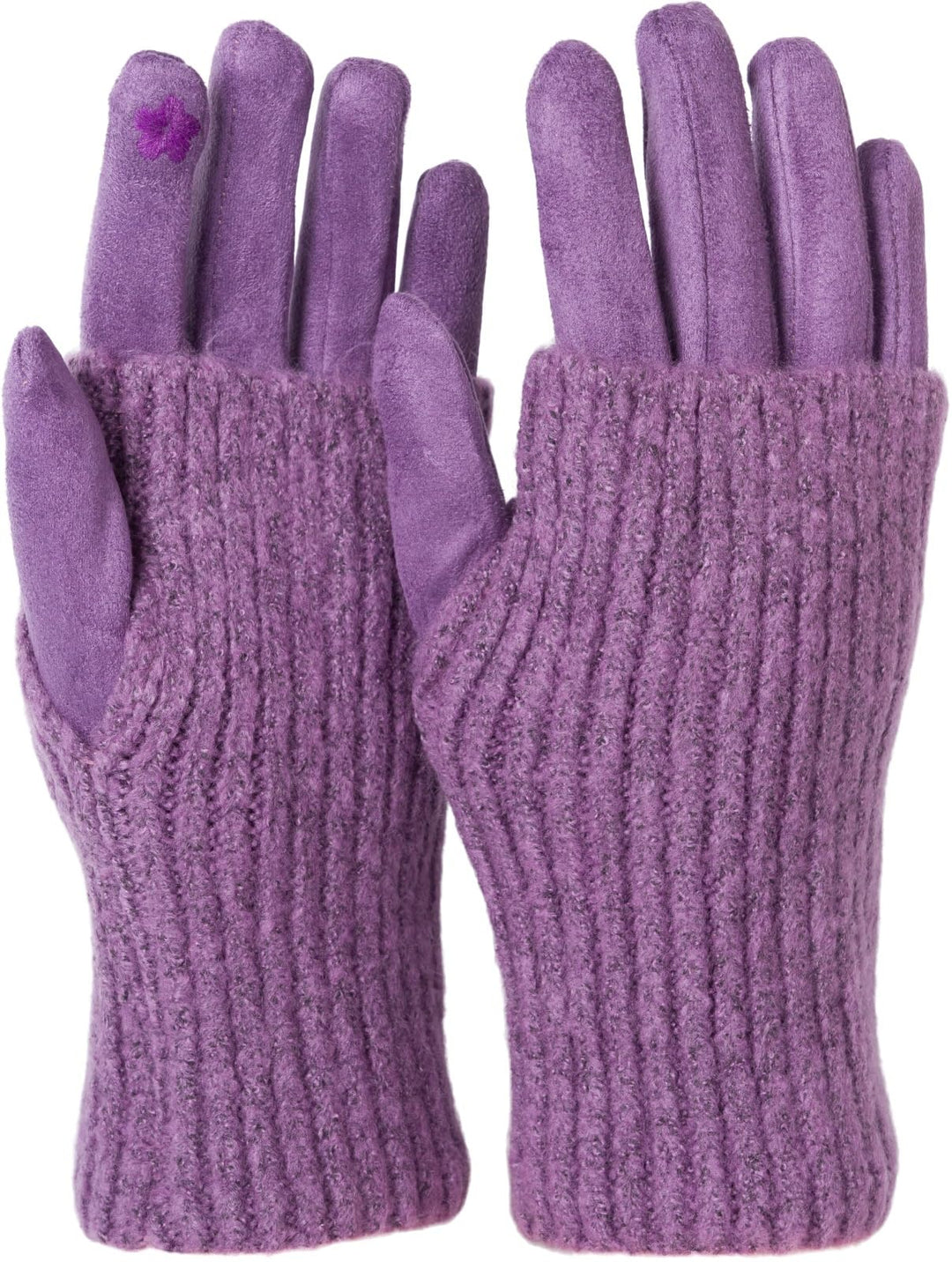 styleBREAKER Damen Touchscreen Stoff Handschuhe mit abnehmbaren Strick Stulpen, warme Fingerhandschu