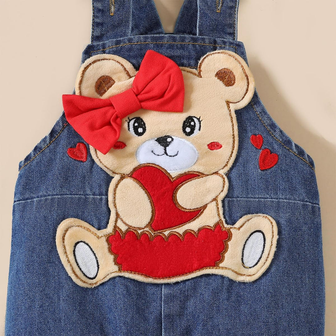 Baby Mädchen Kleidung Outfits Herbst Winter Niedlich Liebe Druck Strampler Cartoon Bär Overalls Hose