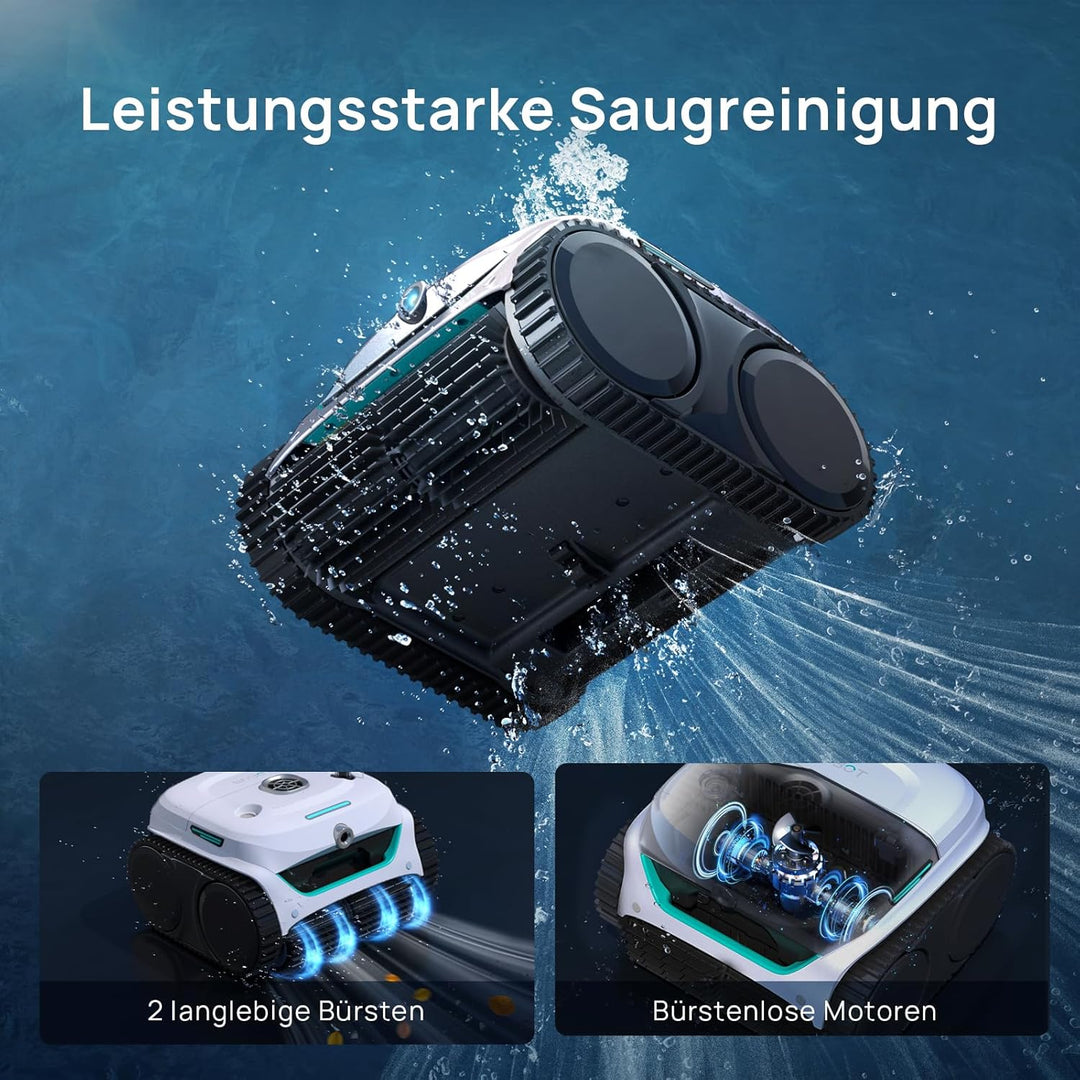 (Neues Modell) WYBOT C2 Vision-A Kabelloser Poolroboter Akku mit KI-Kamera, 8 Modi, starker Saugkraf