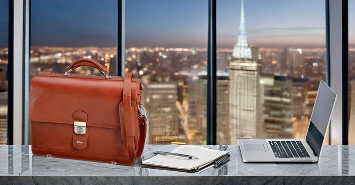Alassio 47124 - Aktentasche MOCCA, aus echtem Leder, ca. 38 x 30 x 16 cm, cognac