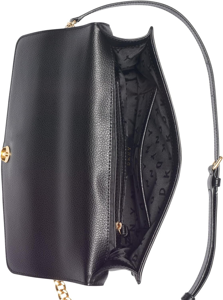 DKNY Damen Elissa Lg Shoulder Bag Umhängetasche, Einheitsgrösse Black Gold, Black Gold