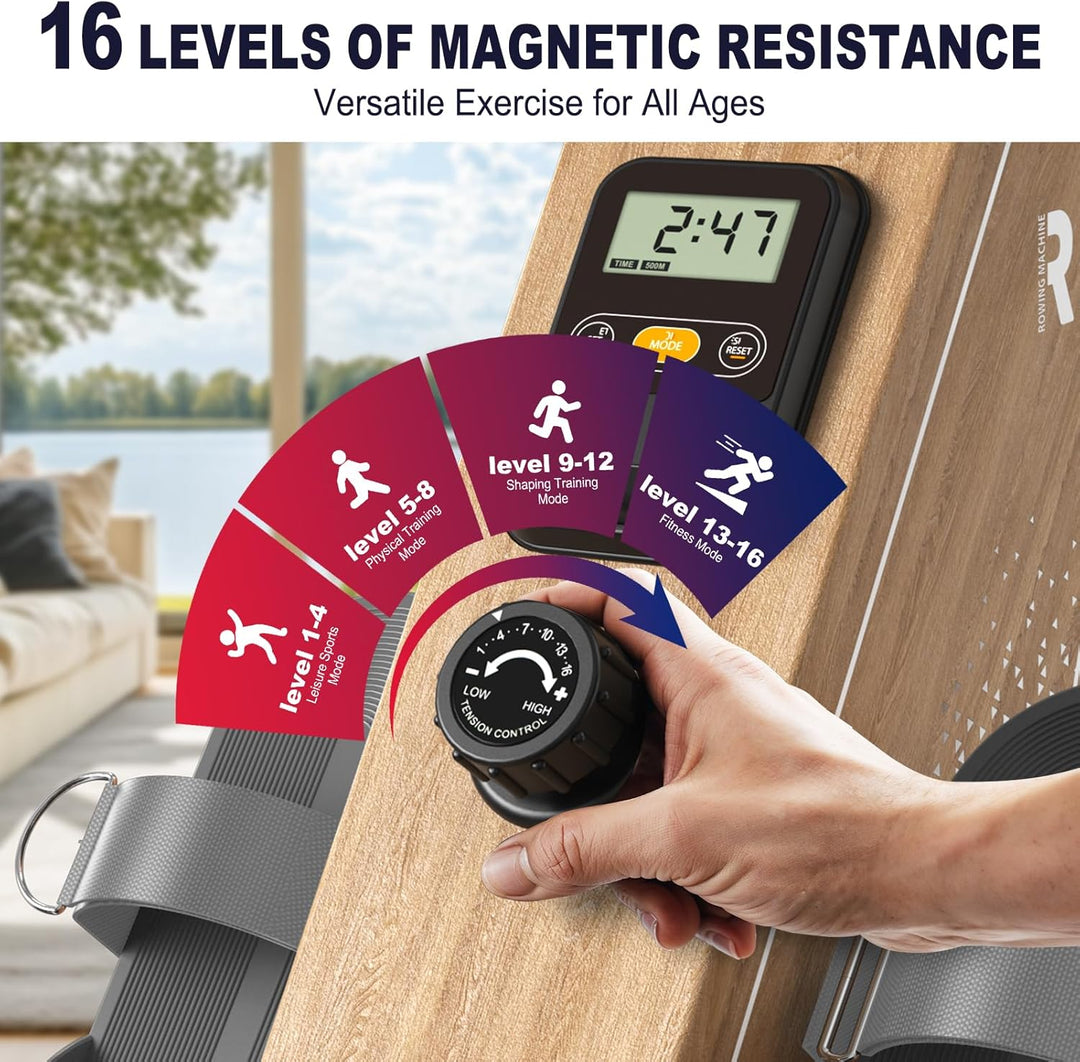 Rudergerät für Zuhause OR3,Magnetisches Rudergeräte mit Bluetooth Monitor,16 Resistance Levels,Kompa