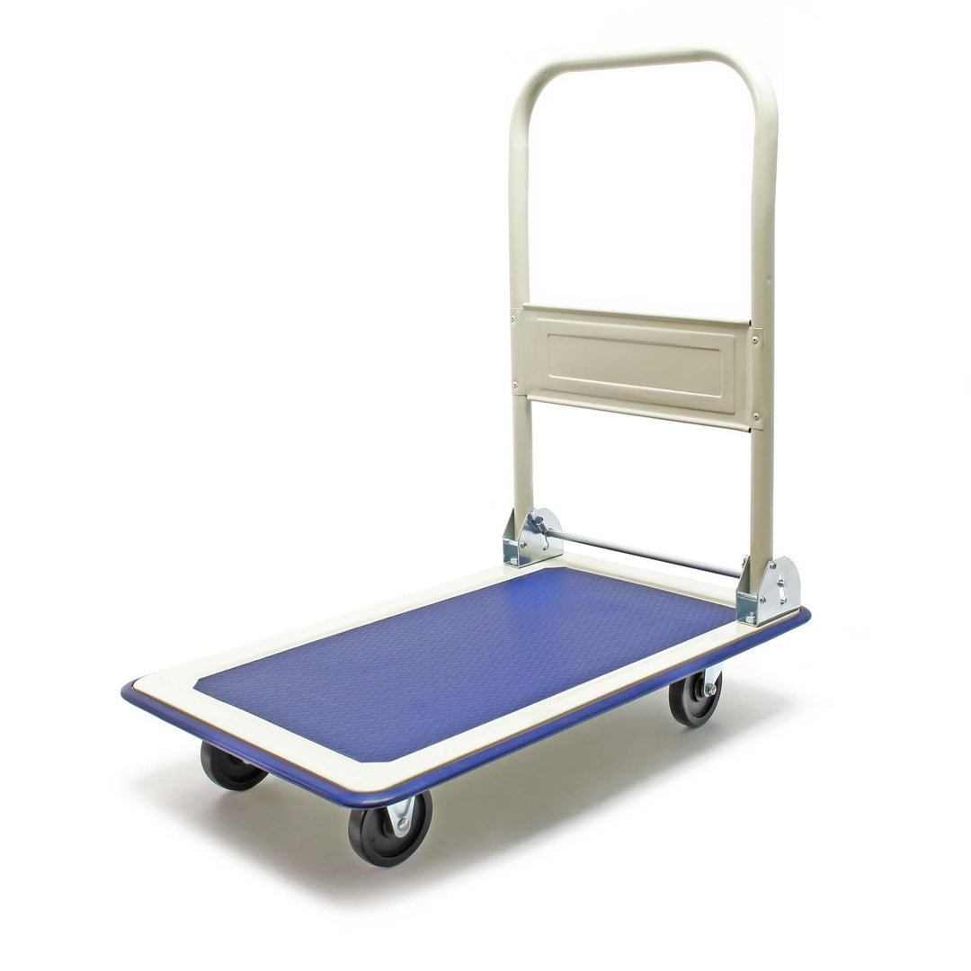 Wiltec Plattformwagen bis 150 kg 720x475x840 mm, Transportkarre klappbar mit Bügelgriff und gummibez