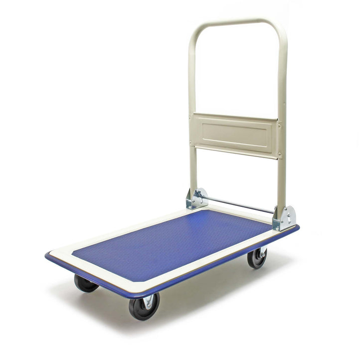Wiltec Plattformwagen bis 150 kg 720x475x840 mm, Transportkarre klappbar mit Bügelgriff und gummibez