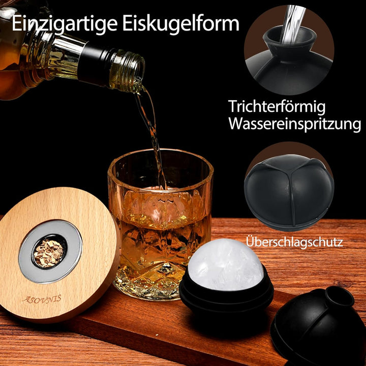 Whisky-Räucherset mit Fackel-6 Geschmacksrichtungen, Holzspäne, 2 Gläser, 6 Whiskysteine, Cocktail-R