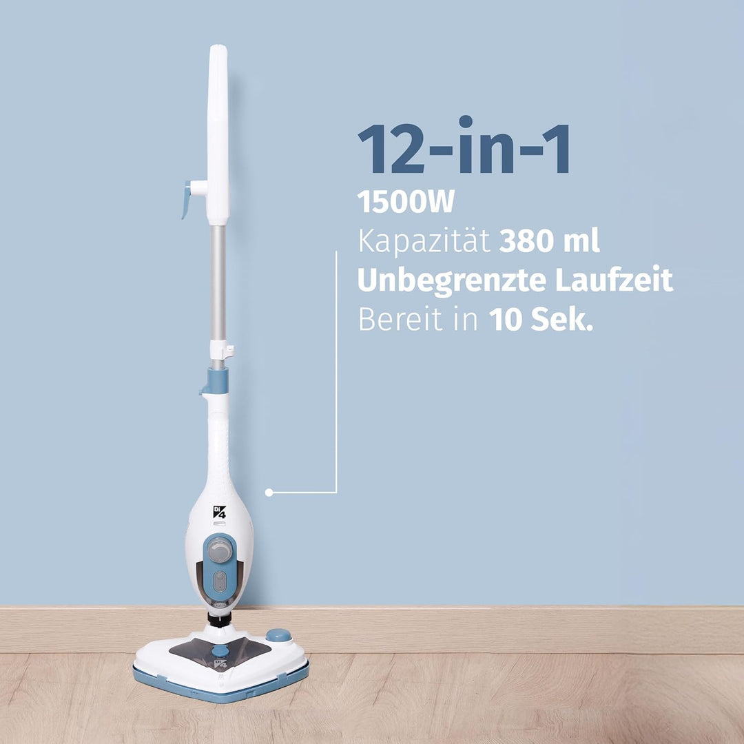 Di4 SteamClean Multi 12 ProMax, Dampfreiniger Für Alles Multifunktions 12 in 1, Dampfreiniger Boden