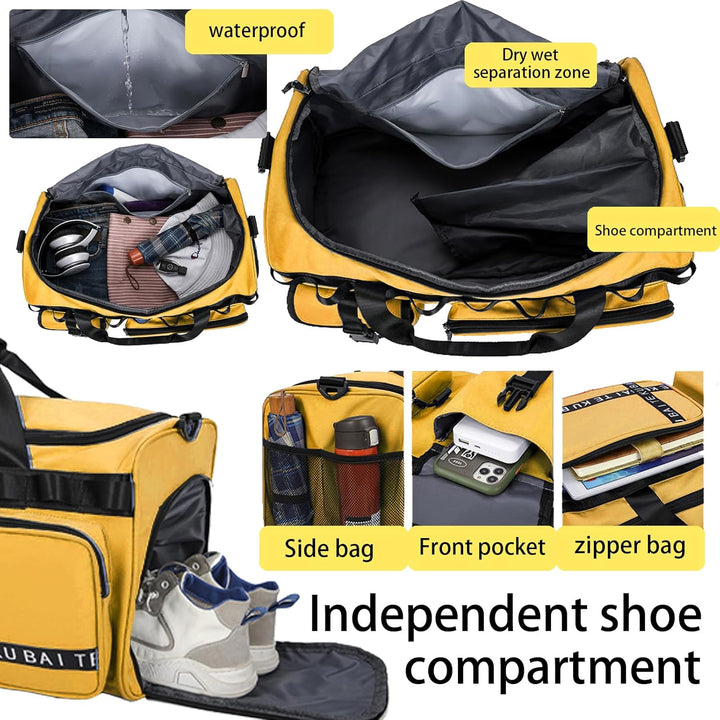 Reisetasche Damen Herren, 65L Wasserabweisende Sporttasche, Large Capacity Reise Tasche Gym Bag, mit