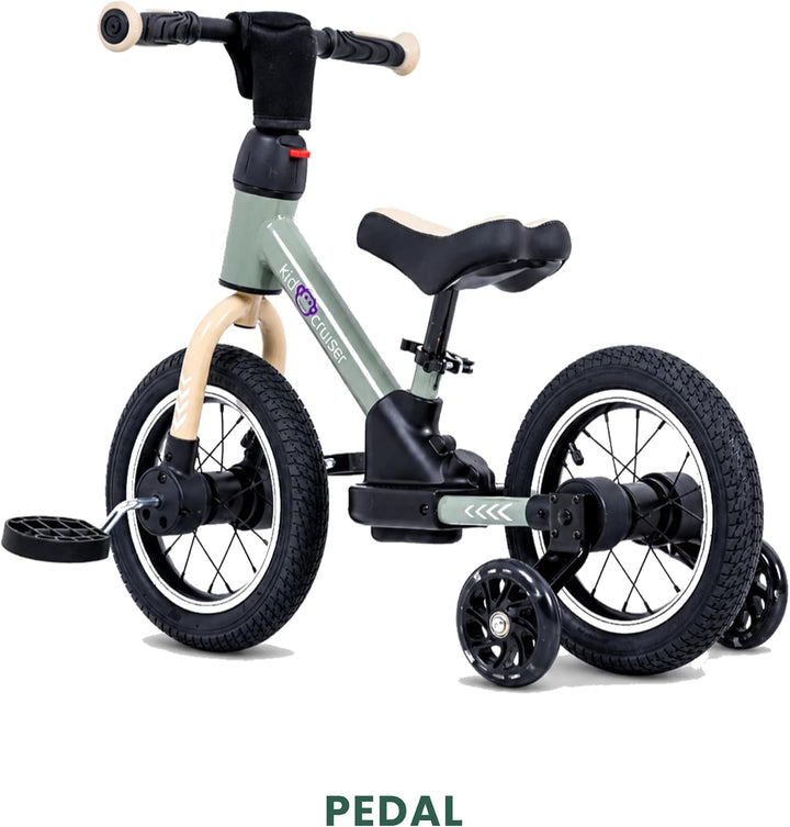 Kidcruiser Pedalplay laufrad ab 2 Jahre, ideal zum Radfahren Lernen, 3‑in‑1 mit LED Stützrädern &amp; Pe