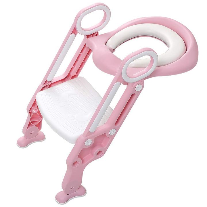 Toilettensitz mit Treppe für Kinder, verstellbar und faltbar, Toilettensitzverkleinerer für Babys, m