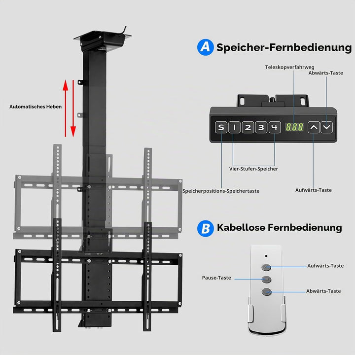 tv deckenhalterung elektrisch, tv Halterung Decke elektrisch Mit Drahtlose Fernbedienung und Speiche