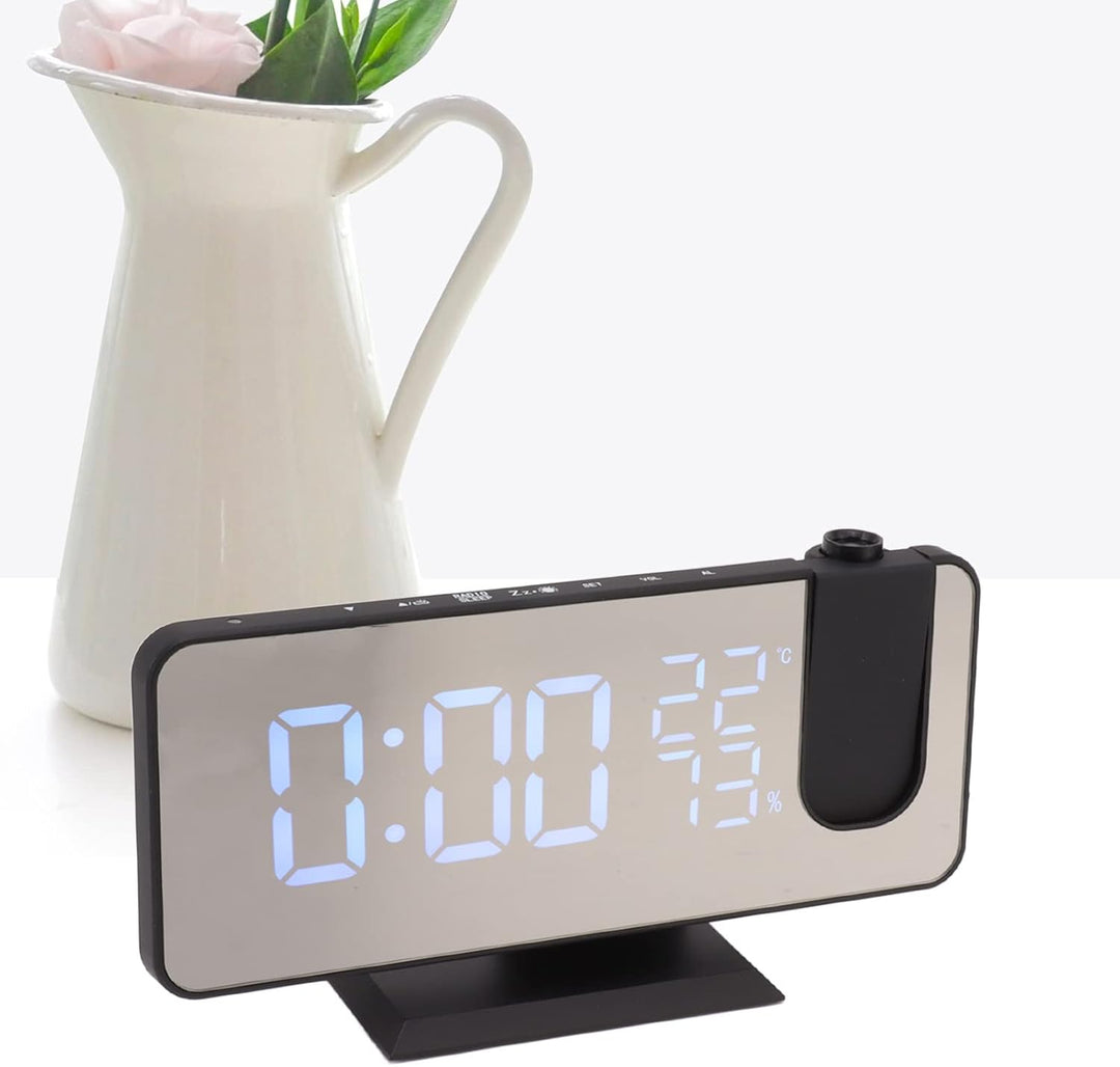 Zerodis LED-Digitalprojektionswecker, HD-Projektion, 180-Grad-Drehung, 2032-Knopfbatterie, ABS-LED-D