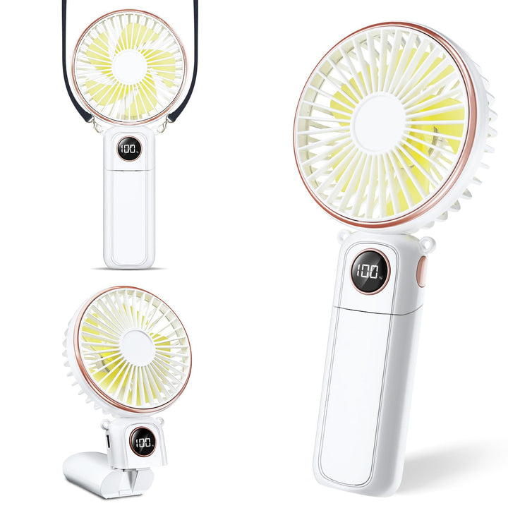 BEYYON Tragbarer Handventilator, 3-in-1 USB Ventilator Hand, leiser Mini Ventilator mit LED-Display,