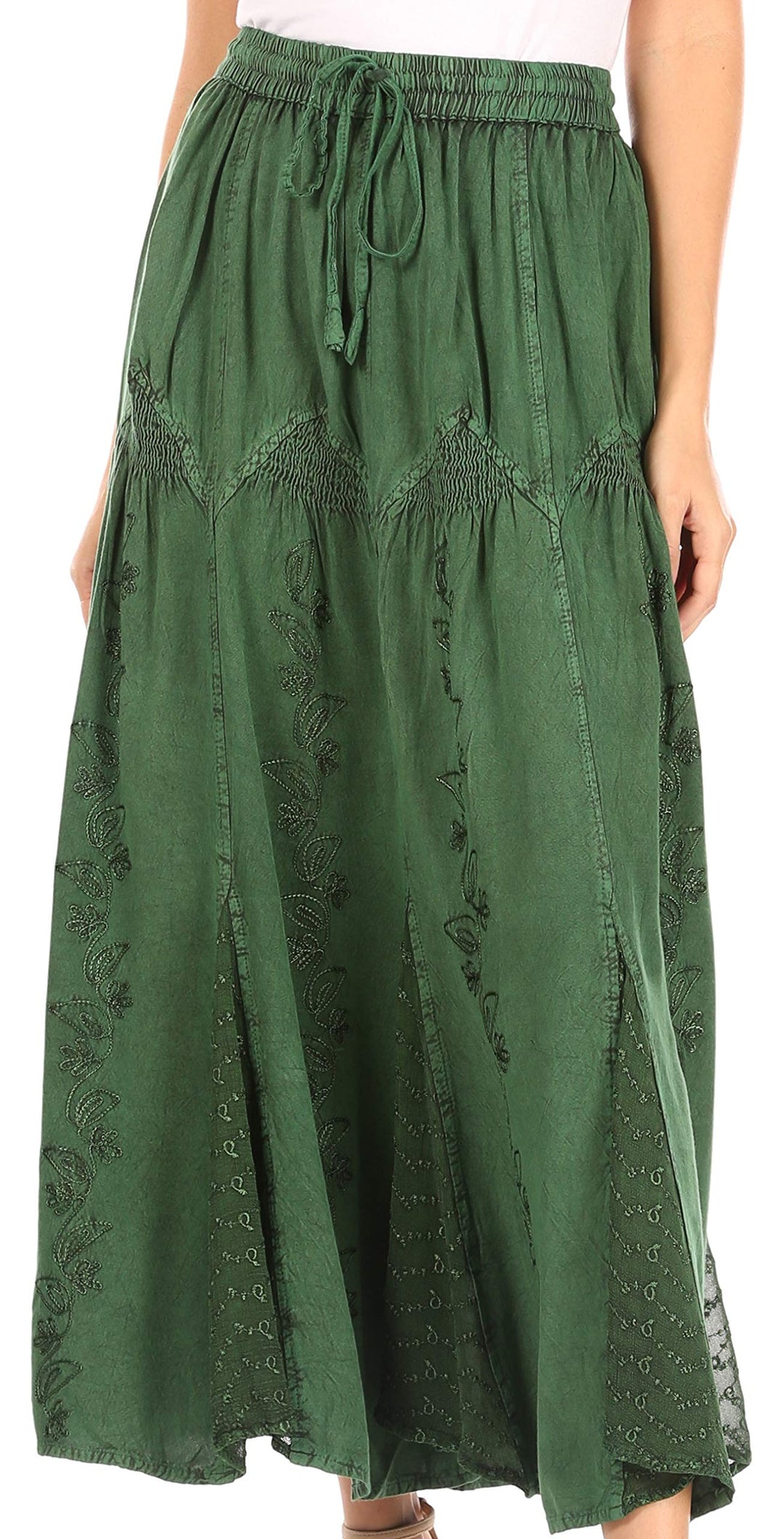 Sakkas Olivia Damen Maxi böhmischen Zigeuner Langen Rock mit elastischer Taille und Spitze Einheitsg