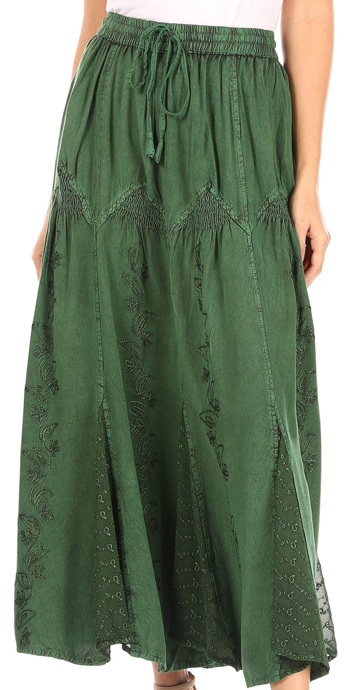 Sakkas Olivia Damen Maxi böhmischen Zigeuner Langen Rock mit elastischer Taille und Spitze Einheitsg