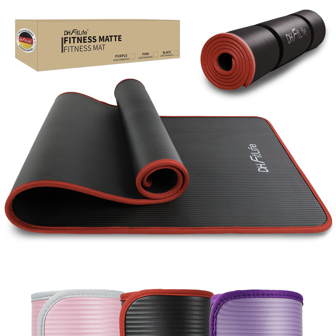 DH FitLife Trainingsmatte Fitnessmatte, Sportmatte 183 * 61 * 1 cm, Gymnastikmatte extra reissfest,