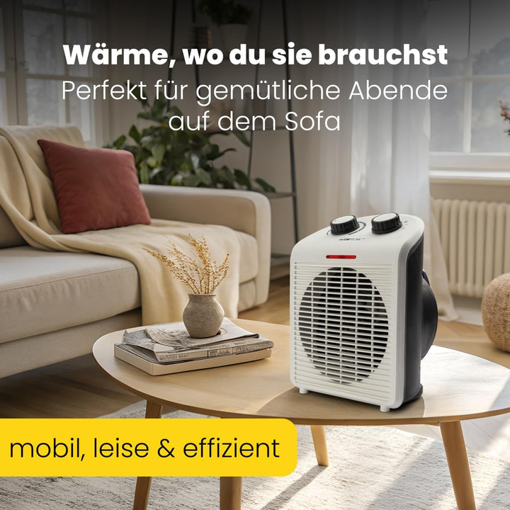 Clatronic® mobiler & kompakter Heizlüfter | Heizlüfter 2000W & 1000W | Heizkörper mit Ventilatorfunk
