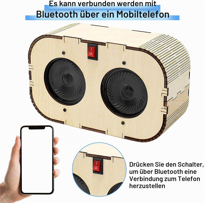 DIY Bluetooth Lautsprecher,Elektronik Baukasten,Lautsprecher Bausatz,Holz Experimente Wissenschaft f