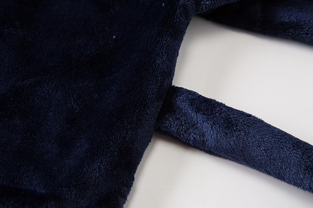 Bademantel für Mädchen, einfarbig, mit Kapuze, Flanell-Fleece-Bademantel für Jungen marineblau 9-12