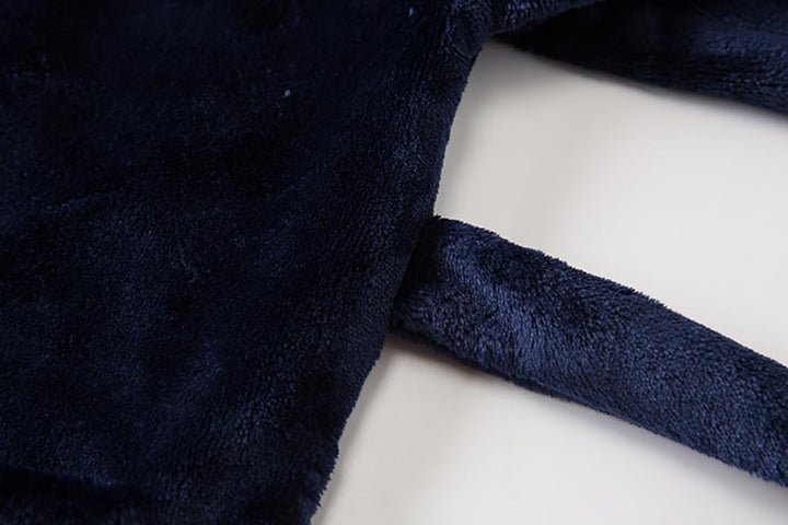 Bademantel für Mädchen, einfarbig, mit Kapuze, Flanell-Fleece-Bademantel für Jungen marineblau 9-12