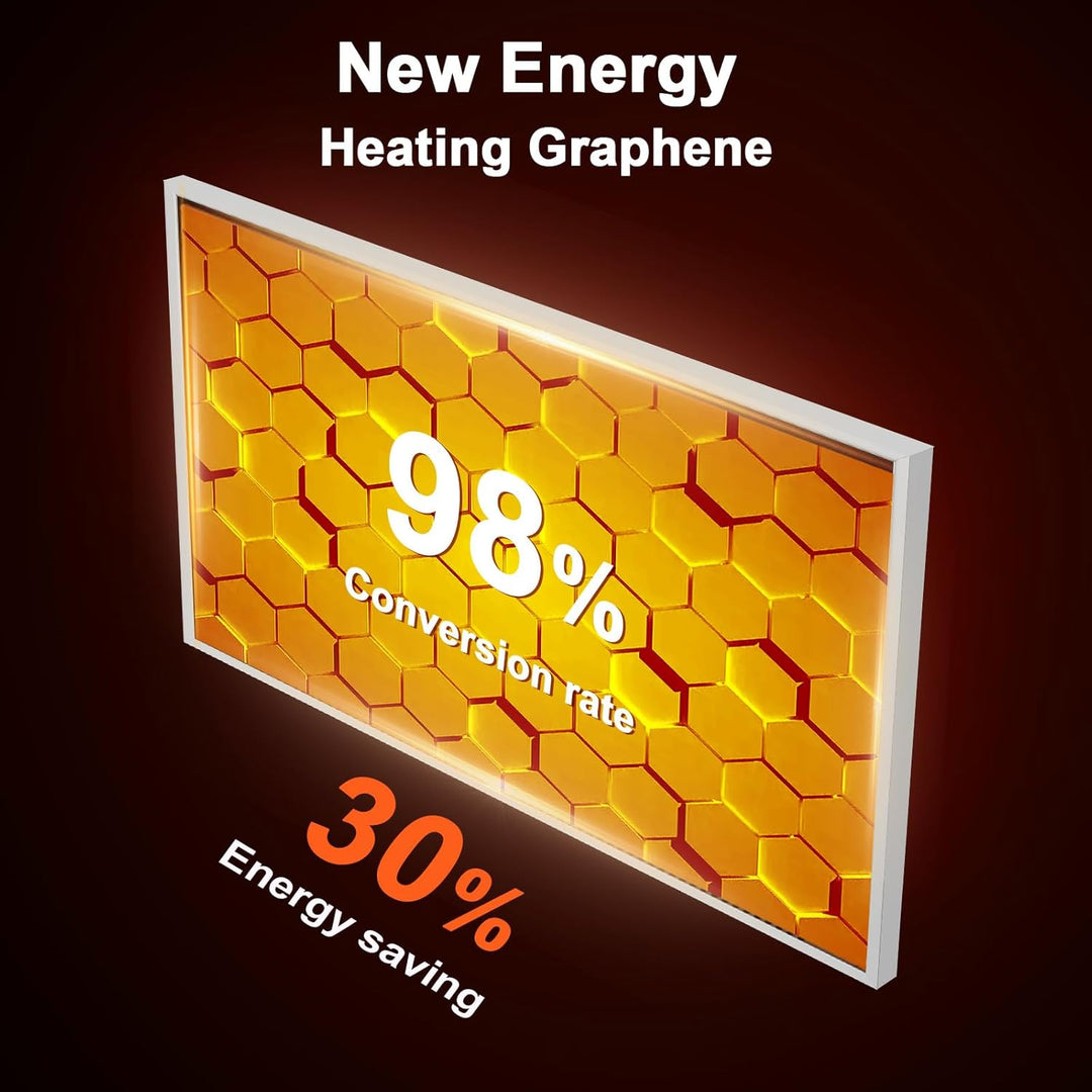 Infrarotheizung Bild 800W - Schnellwärmend in 1-3 Min. - Energieeffizient mit Überhitzungsschutz - F