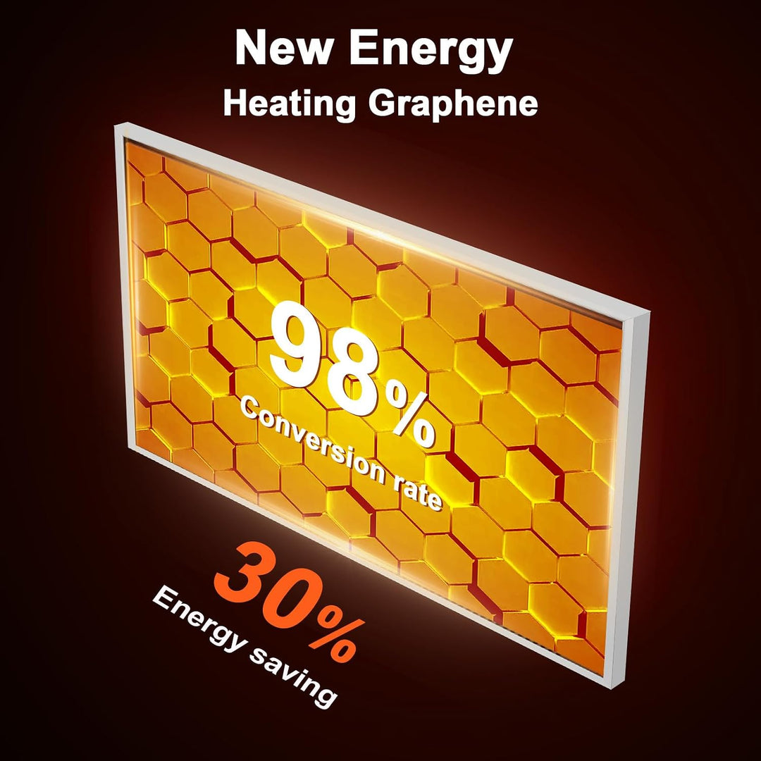 Infrarotheizung Bild 600W - Schnellwärmend in 1-3 Min. - Energieeffizient mit Überhitzungsschutz - F