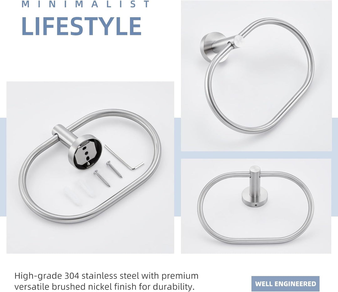 Handtuchring Gebürstetes Nickel, Angle Simple SUS304 Edelstahl Handtuchhalter, Einzigartig Oval Form