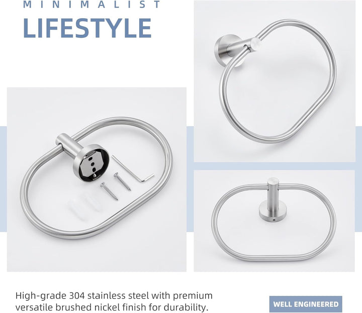 Handtuchring Gebürstetes Nickel, Angle Simple SUS304 Edelstahl Handtuchhalter, Einzigartig Oval Form
