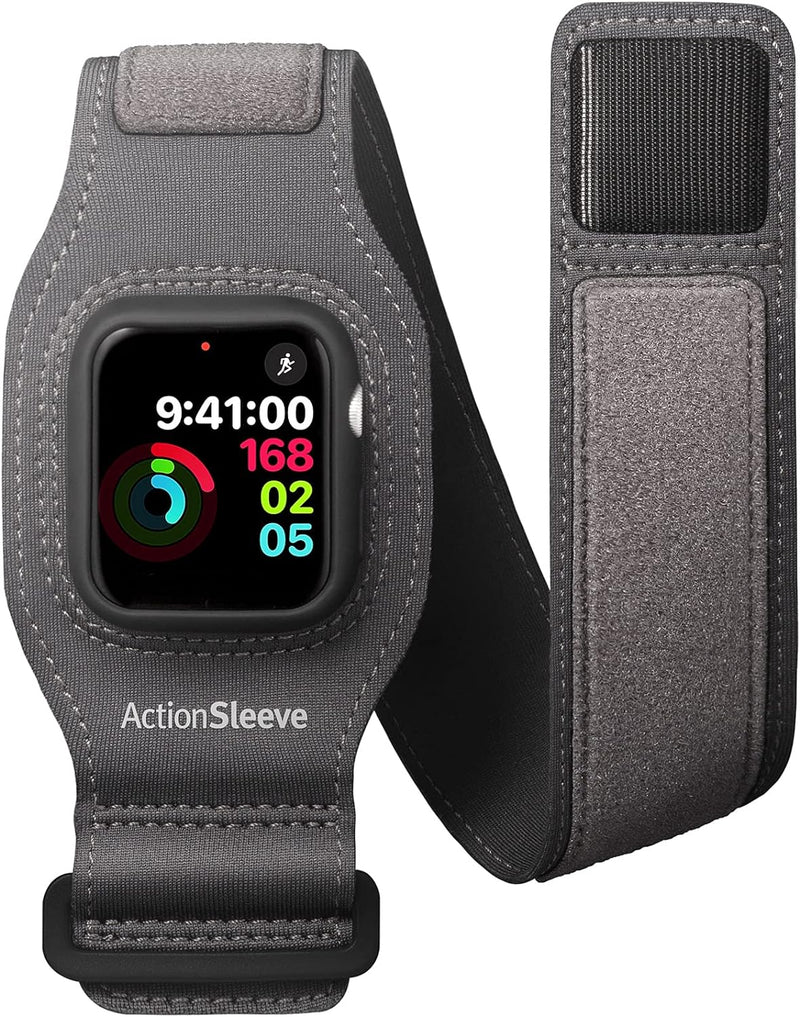 Twelve South ActionSleeve 2 für Apple Watch 44 mm | Oberarm-Sportarmband für Sport und Fitness (grau