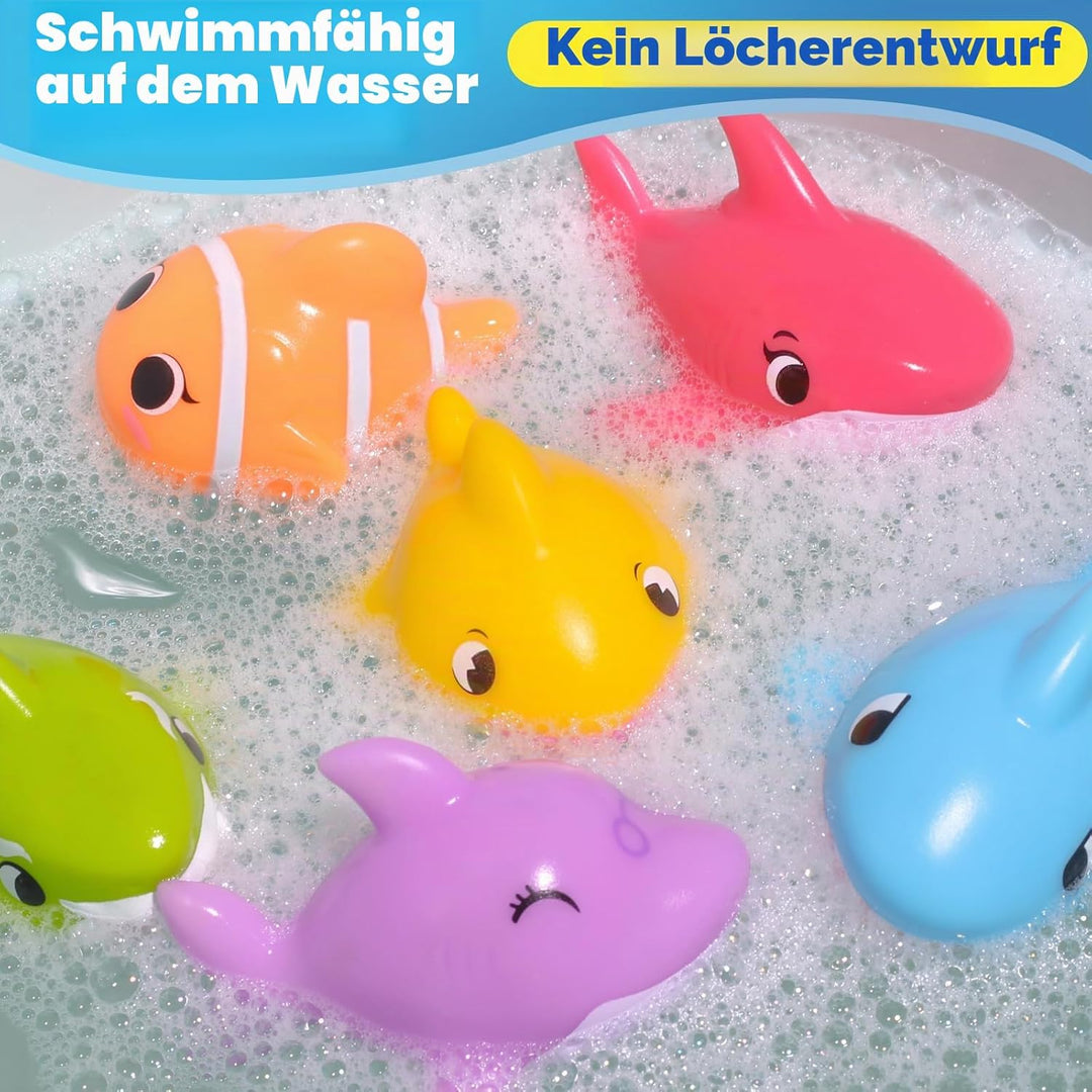 Oriate Infantino Badewannenspielzeug，6PCS Shark Meerestiere Figuren Baby Spielzeug，Kinderdusche Pool