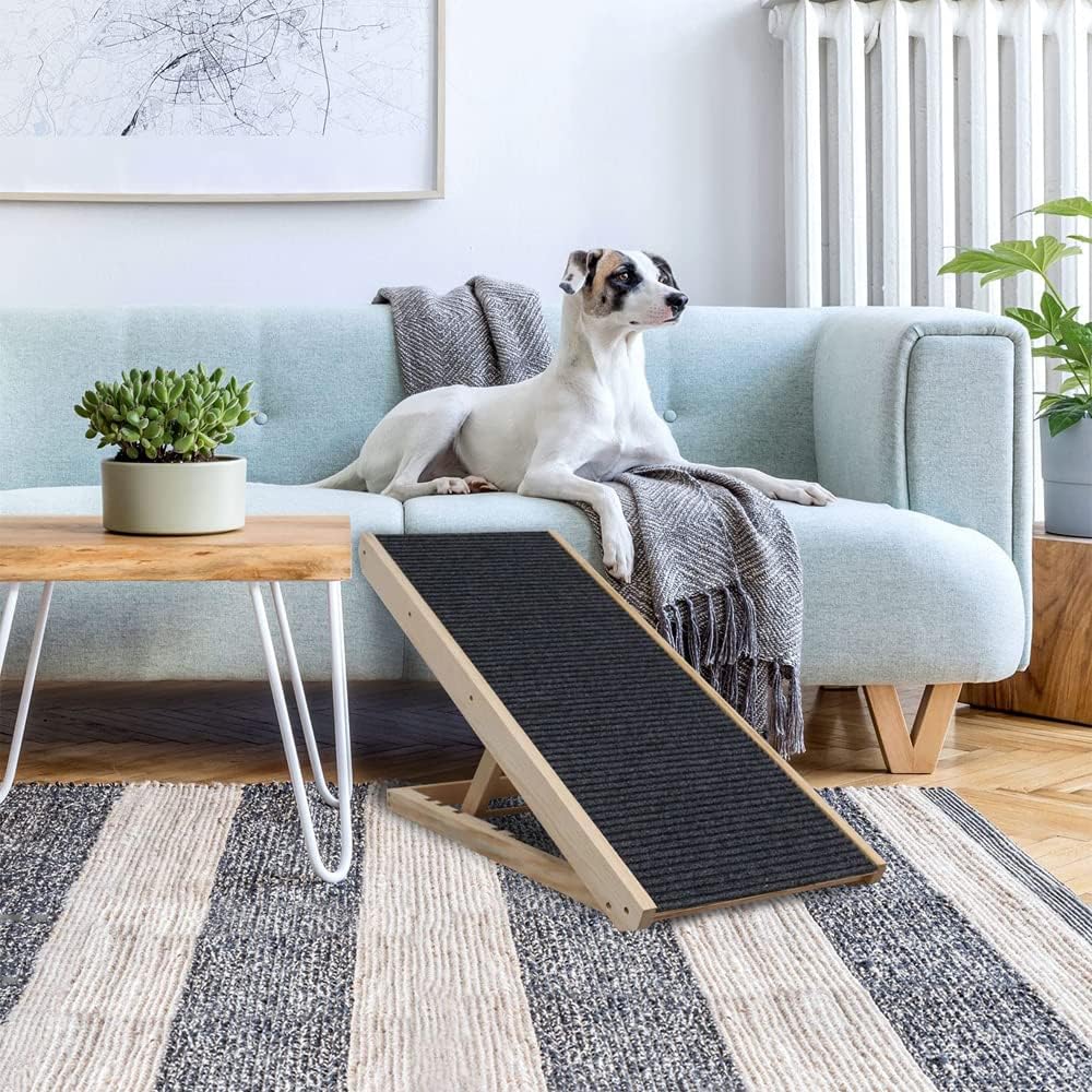 Efan Hunderampe, zusammenklappbar, für Auto, Hundetreppe – höhenverstellbar mit rutschfestem Teppich