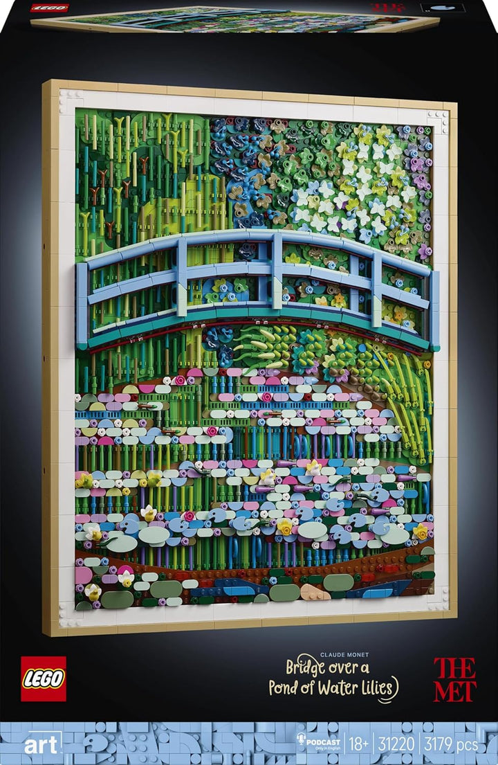 LEGO Art Claude Monet - Die Brücke über den Seerosenteich - Hängendes 3D Wandkunstwerk für die Wohnu