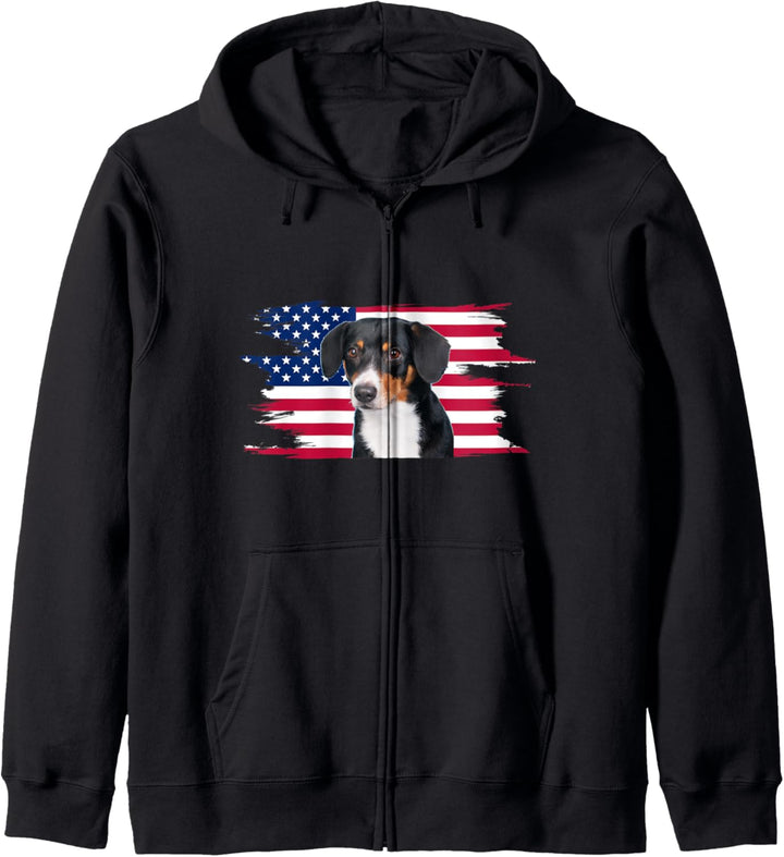 American Flag Dog Wirehaired Vizsla Kapuzenjacke