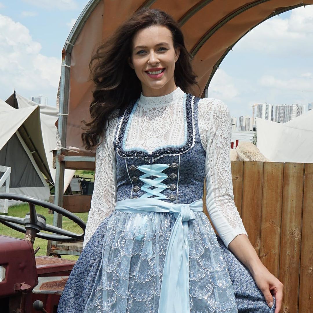 Kelliar Dirndlbluse Damen Trachtenbluse Creme Dirndl Bluse für Oktoberfest | Bavarian Oktoberfest We